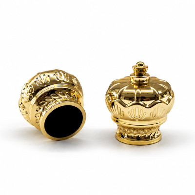 Gold zamac crown bottle caps perfume packaging wholesale | zinc alloy perfume cap | GP Bottles OEM ODM Manufacturing