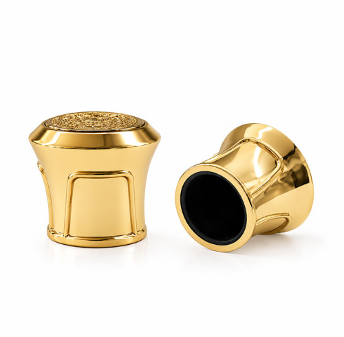 Golden bottle caps for luxury perfume packaging wholesale | zamac perfume cap | FEA 15 pump sprayer suitable | GP Bottles OEM ODM Manufacturing