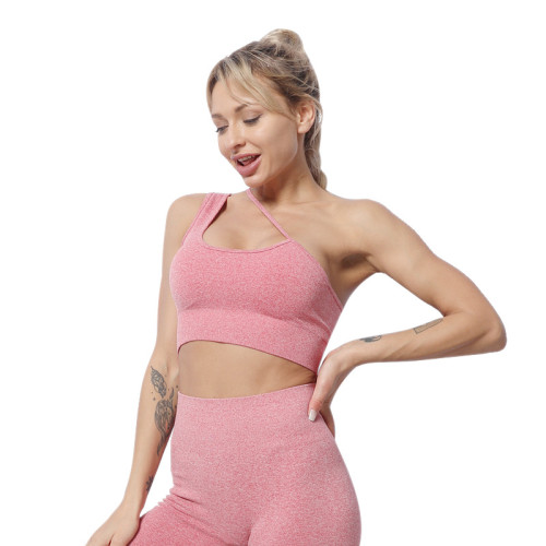 Camisole single shoulder strap bra shorts suit workout clothes women