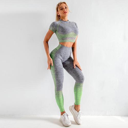 Knitted short-sleeved hip-lifting elastic fitness sports yoga wear