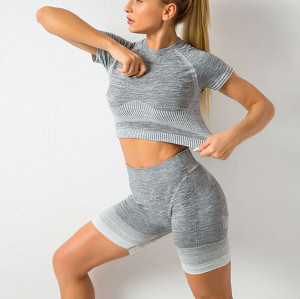 Short-sleeved seamless tight shorts yoga set