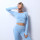 Seamless yoga wear high stretch hollow back workout wear sports long-sleeved top