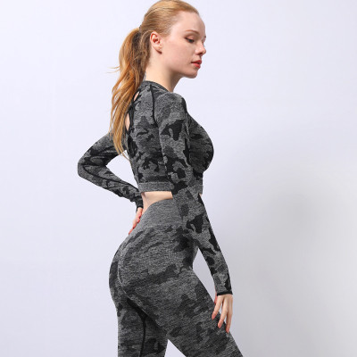 Seamless yoga wear long-sleeved new high-elastic hollow beautiful back