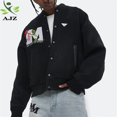 Black Embroidery Varsity Jackets