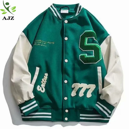Wholesale Green varsity jacket printing chaqueta de universidad baseball jacket