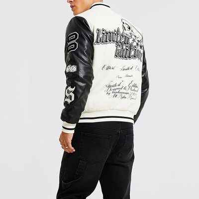 custom letterman jacket customized varsity mens wholesale with leather sleeves made bomber coat Manufacturer Supplier In China