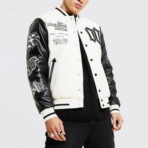 custom letterman jacket customized varsity mens wholesale with leather sleeves made bomber coat Manufacturer Supplier In China