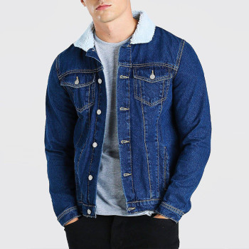 Wholesale Custom Logo Denim Jacket With Borg Collar|Private Label