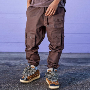 Relaxed Fit Multi Pocket Twill Cargo Trousers men jogger pants wholesale