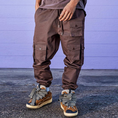 Relaxed Fit Multi Pocket Twill Cargo Trousers men jogger pants wholesale