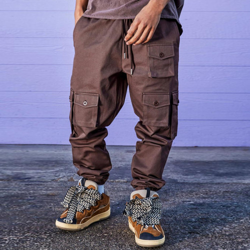 Relaxed Fit Multi Pocket Twill Cargo Trousers men jogger pants wholesale