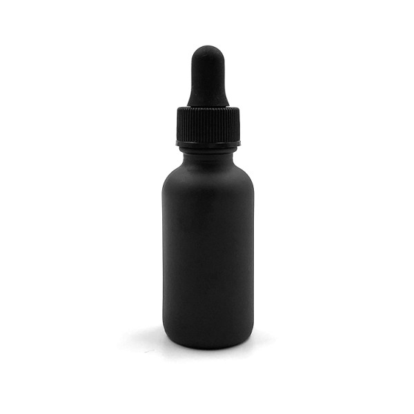 1 oz Boston Round Glass Bottles | Matte Black Glass Dropper Bottles with Black Ribbed Dropper for Essential Oil, Aromatherapy
