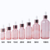 Wholesale Euro Pink Glass Essential Oil Dropper Bottles | Serum Tincture Bottles with Rose Gold Dropper