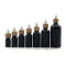 Custom Euro Essential Oil Glass Dropper Bottles Matte Black 5ml 10ml 15ml 20ml 30ml with Bamboo Dropper