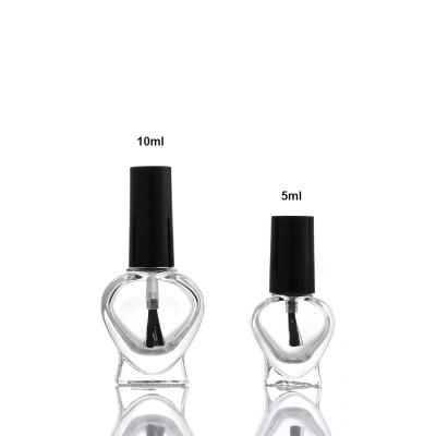 Empty Nail Polish Bottles | 5ml 10ml Heart-Shaped Glass Nail Polish Bottles with Bursh and Black Caps