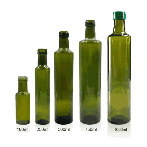 Glass Olive Oil Bottles | Custom Marasca Green Glass Cooking Oil Bottle for Kitchen