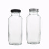 Glass Juice Bottles | Square Glass Beverage Bottles with Lids for Kombucha, Tea, Milk