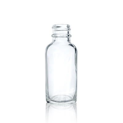 Custom Clear Glass Bottles | 1oz Boston Round Glass Bottles with Eye Black Ribbed Droppers for Serum, Essential oils