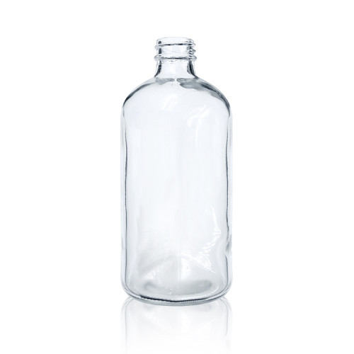 Botellas de spray de vidrio transparente de 16 oz | Botellas de vidrio redondas Boston recargables con rociador de gatillo negro para limpiar plantas de nebulización, riego de flores, cuidado del cabello
