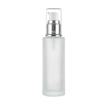 Frosted Glass Lotion Bottles | Cylinder Cosmetic Glass Pump Bottles with Pumps for Face Body Lotion
