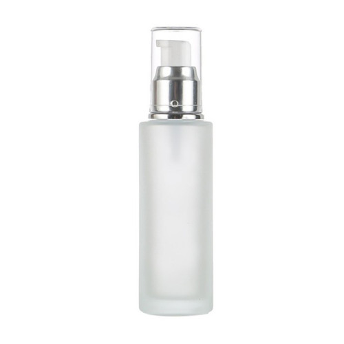 Frosted Glass Lotion Bottles | Cylinder Cosmetic Glass Pump Bottles with Pumps for Face Body Lotion