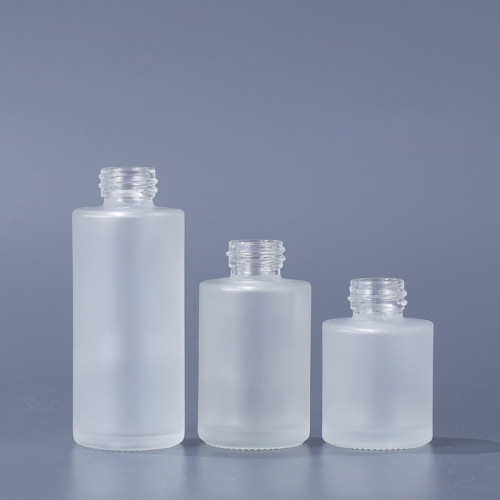 Frosted Glass Lotion Bottles | Cylinder Cosmetic Glass Pump Bottles with Pumps for Face Body Lotion