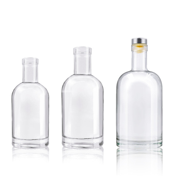 Glass Liquor Bottles | 750 ml Nordic Glass Spirit Bottles with Bar-Top Cork for liquor whisky vodka oil