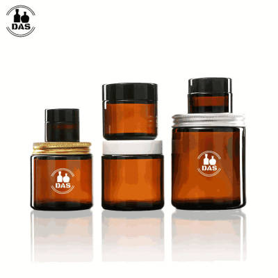 Amber Glass Cosmetic Jars | Straight Sided Glass Cream Cosmetic Jars with Lids for Face Eye Body Cream Oniment Lotion