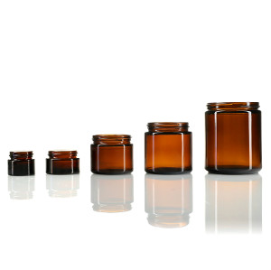 Amber Glass Cosmetic Jars | Straight Sided Glass Cream Cosmetic Jars with Lids for Face Eye Body Cream Oniment Lotion