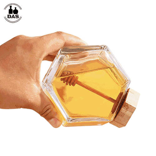 Glass Honey Jars for Home Kitchen | Glass Storage Honey Pot Container with Wooden Stopper
