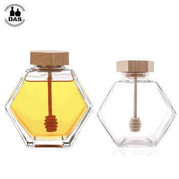 Glass Honey Jars for Home Kitchen | Glass Storage Honey Pot Container with Wooden Stopper