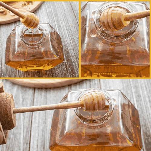 Glass Honey Jars for Home Kitchen | Glass Storage Honey Pot Container with Wooden Stopper