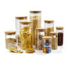 Custom Glass Kitchen Food Storage Canister Jars with Airtight Bamboo Lids for Pasta Coffee Spice