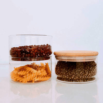 Custom 3 Stackable Glass Kitchen Food Storage Jars | Airtight Glass Kitchen Canisters with Lids