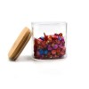 Square Natural Bamboo Glass Jars wiht Airtight Bamboo Lids | Kitchen Food Storage Spice Glass Jars for Pasta Coffee Flour Sugar Candy Cookie Spice Nuts