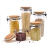 Bocaux de stockage de nourriture en verre personnalisés avec couvercles en bambou à pince | Ensemble de bidons de rangement de cuisine en verre transparent