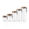 Bamboo Canister Glass Jars with Clamp Lids | Wide Mouth Straight Sided Kitchen Food Storage Glass Spice Jars for Pasta Coffee Flour Sugar Candy Cookie Spice Nuts