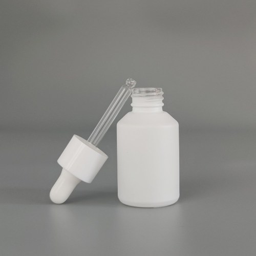 Wholesale 30ml Slanted Shoulder Glass Dropper Bottles | Matt White Beard Hair Body Oil Bottles with Black white Dropper for Serum, Essential Oil, Lotion