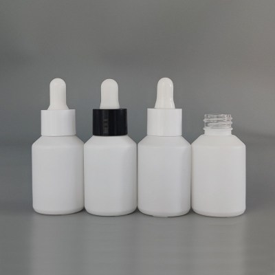 Frascos cuentagotas de vidrio de 1 oz al por mayor | Botellas de aceite de barba de aceite esencial blanco mate con cuentagotas