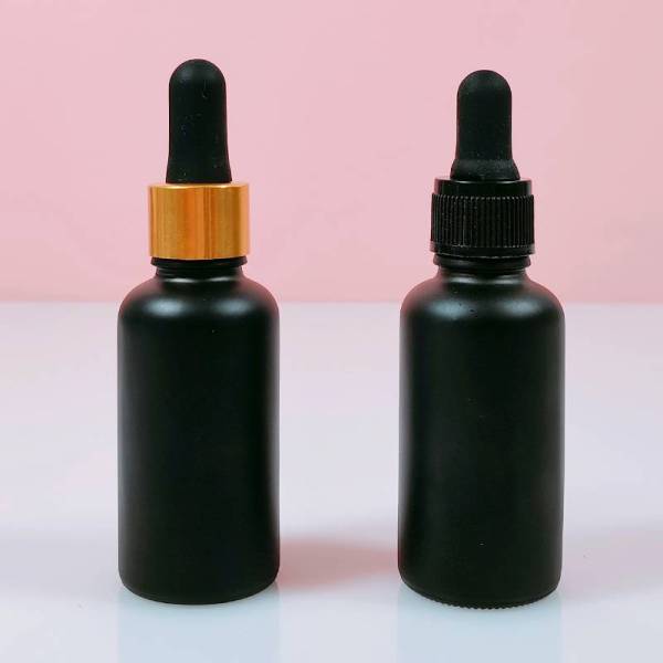 Botellas cuentagotas de vidrio de aceite esencial vacío negro mate 1 oz | Botellas de tintura personalizadas con cuentagotas