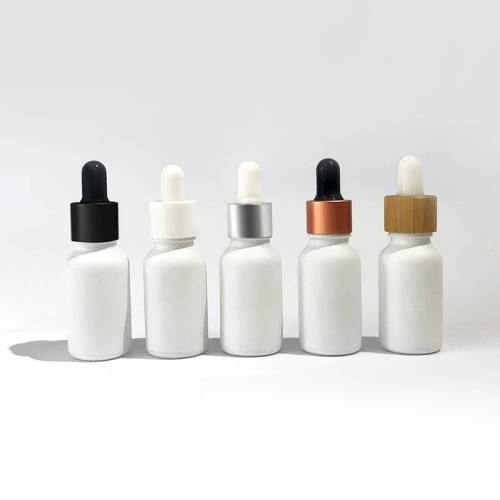 Botellas de aceite esencial pequeñas personalizadas 15 ml | Frascos cuentagotas de vidrio blanco mate para suero, tintura, aceite de barba