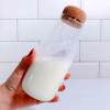 Custom Borosilicate Glass Milk Container | Glass Storage Bottles with Round Cork Lid for Cookies, Candy