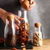 Custom Borosilicate Glass Milk Container | Glass Storage Bottles with Round Cork Lid for Cookies, Candy