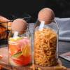 Bocaux de stockage en verre en gros avec couvercles en boule de bois | Conteneurs de stockage de garde-manger en verre pour la cuisine