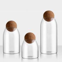 Wholesale Glass Storage Jars with Wood Ball Lids | Glass Pantry Storage Containers for Kitchen
