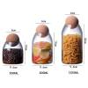 Wholesale Glass Storage Jars with Wood Sealing Balls | Kitchen Glass Bottle with Stopper for Cookies, Candy