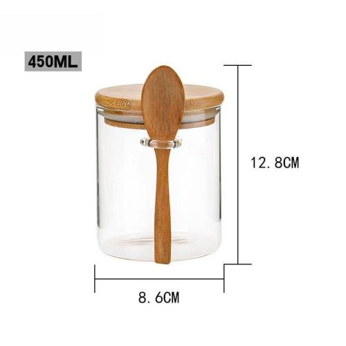 Custom Round Glass Storage Jars with Bamboo Lids | High Borosilicate Glass Food Containers with Spoon