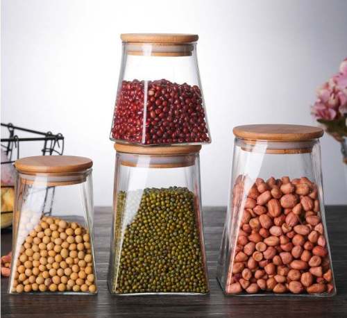 Wholesale Clear Glass Food Storage Jars | Glass Kitchen Food Storage Canister with Bamboo Lids