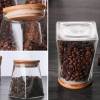 Wholesale Clear Cone Glass Food Storage Jars  | Clear Kitchen Canister Containers with Bamboo Lids