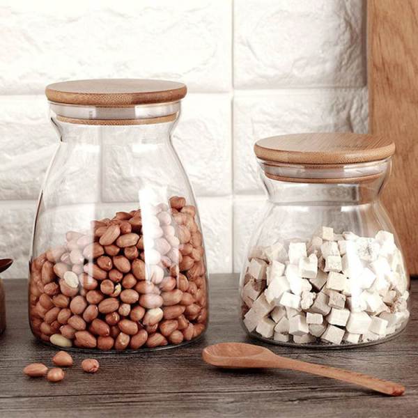 Wholesale Borosilicate Glass food Storage Jars | Canisters Containers with Bamboo Lid for Food Packaging